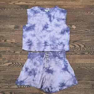 Joy Lab Purple Tie-Dye Sleeveless Top and Shorts Set
